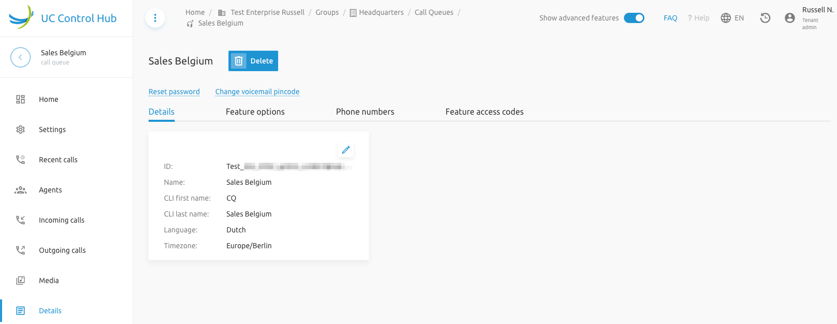 Call queue configuration
