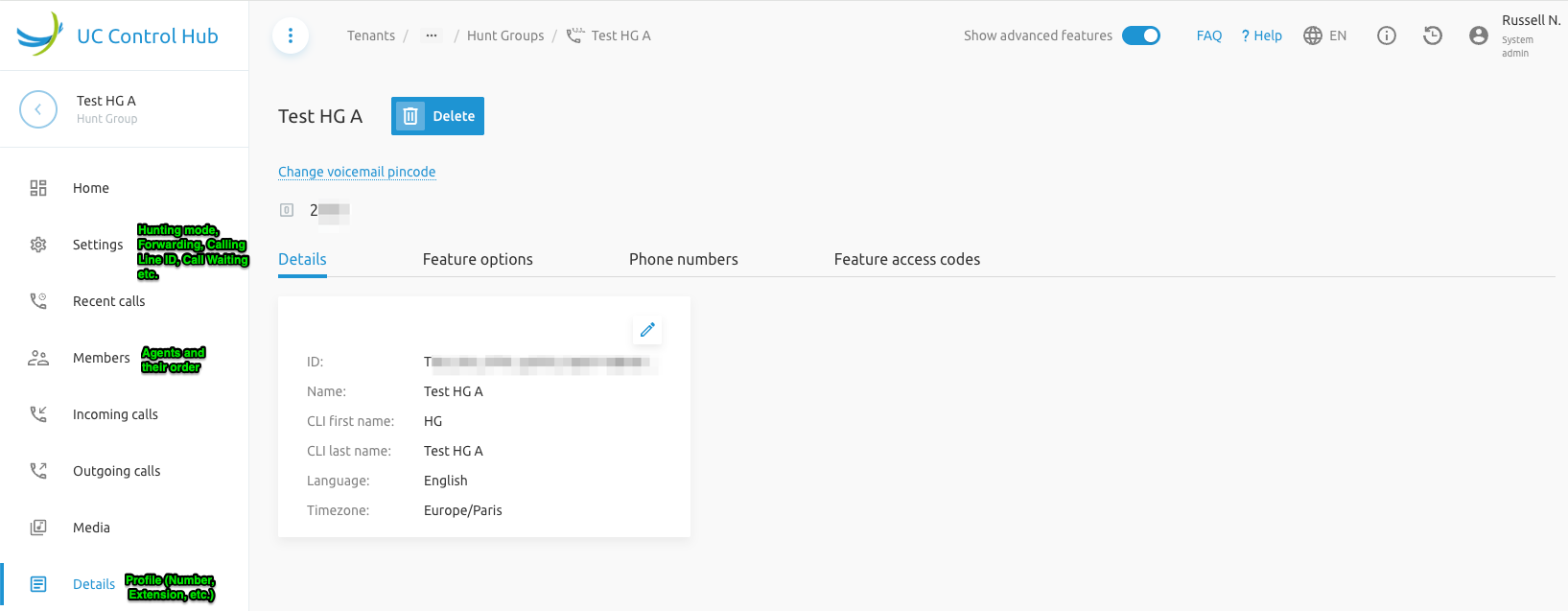 Hunt group configuration