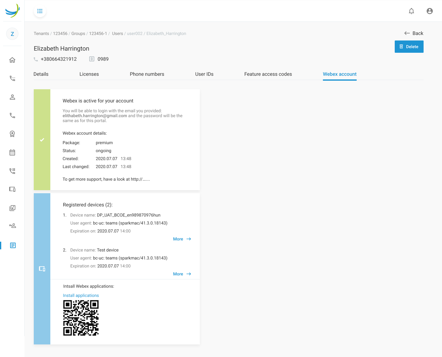 Webex user management